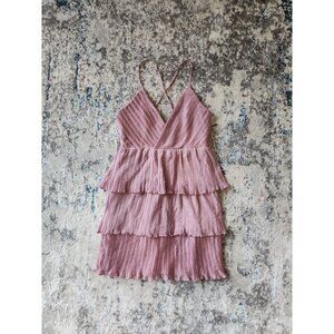 Altar'd State Pink Tiered Mini Dress
